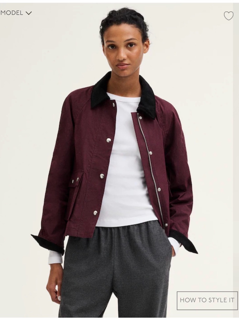 Madewell The Billie Short Jacket in Color: Smoked Claret